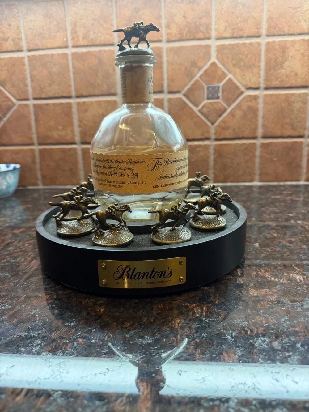 Collectible Blanton’s Stoppers Whiskey Bottle Display - Brown/Gold Accents